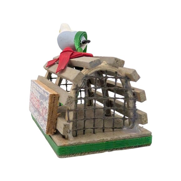 Handmade Ornament Miniature NC Town Seagull  wood Lobster Crab metal trap 2.8" - Picture 6 of 11